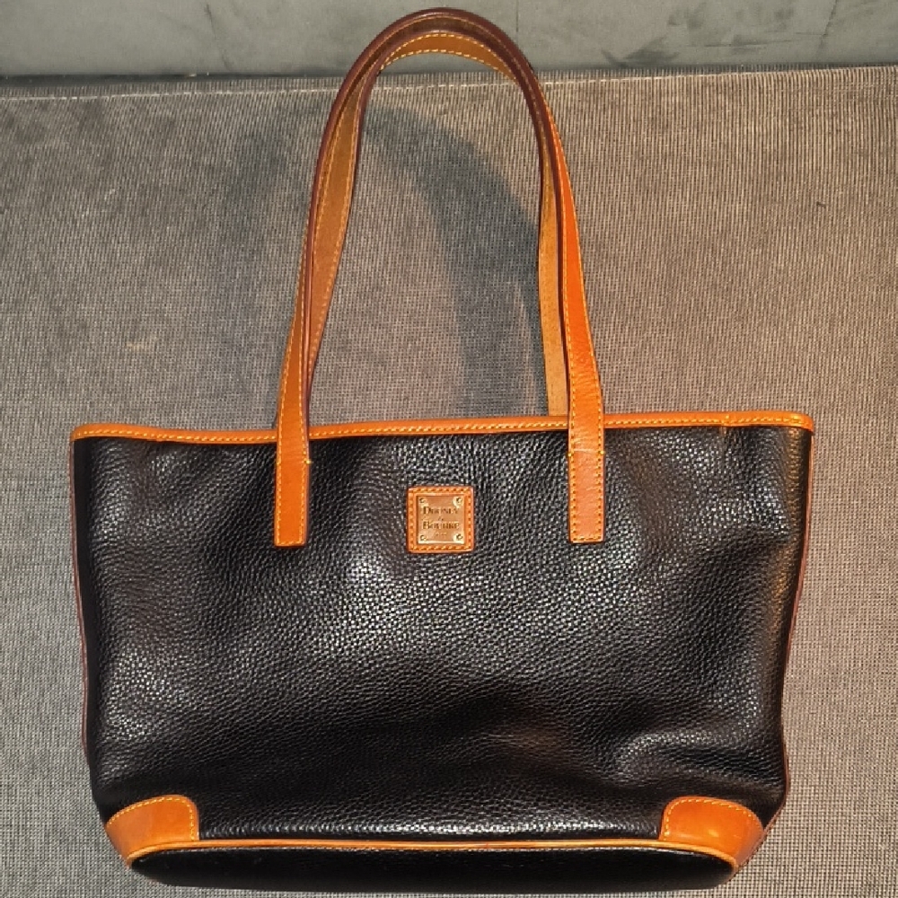 Dooney & Bourke Black and Tan Leather Tote Bag